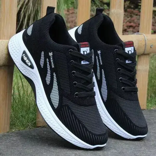 Mens Non-Slip Sneakers | Reflective Hand-Painted Mid-Top Casual Shoes in Black, Black Red, SUP Black, SUP Black Red